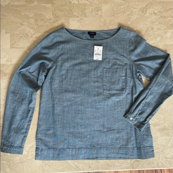 NWT J.Crew Chambray Popover with Pocket - Picture 3 of 5